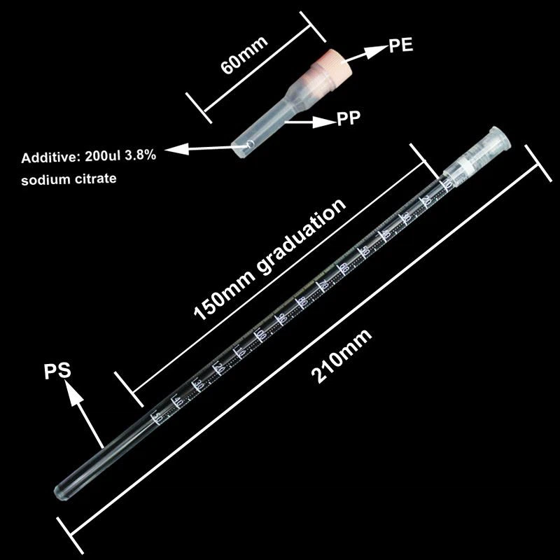 Polystyrene Westergren Blue ESR Pipette